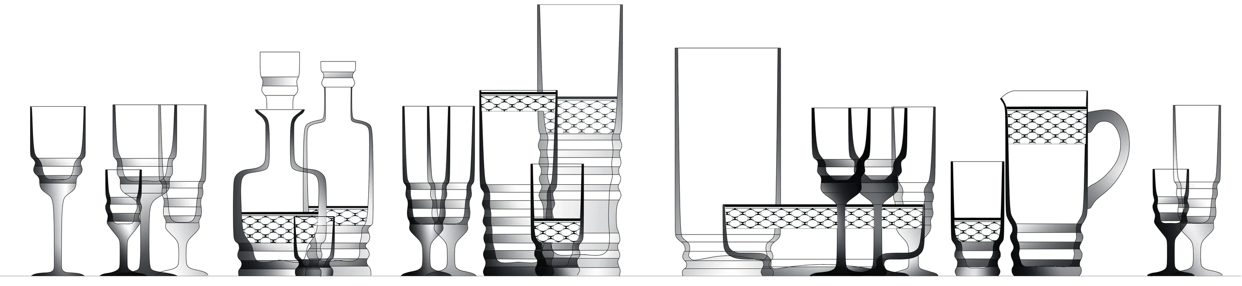 Графика сервиза: бокалы и декантеры